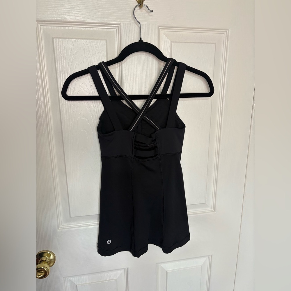 Lululemon Ace Tank in Black with Strappy Cross Back | Size 2 | Yoga Athleisure - Picture 4 of 9
